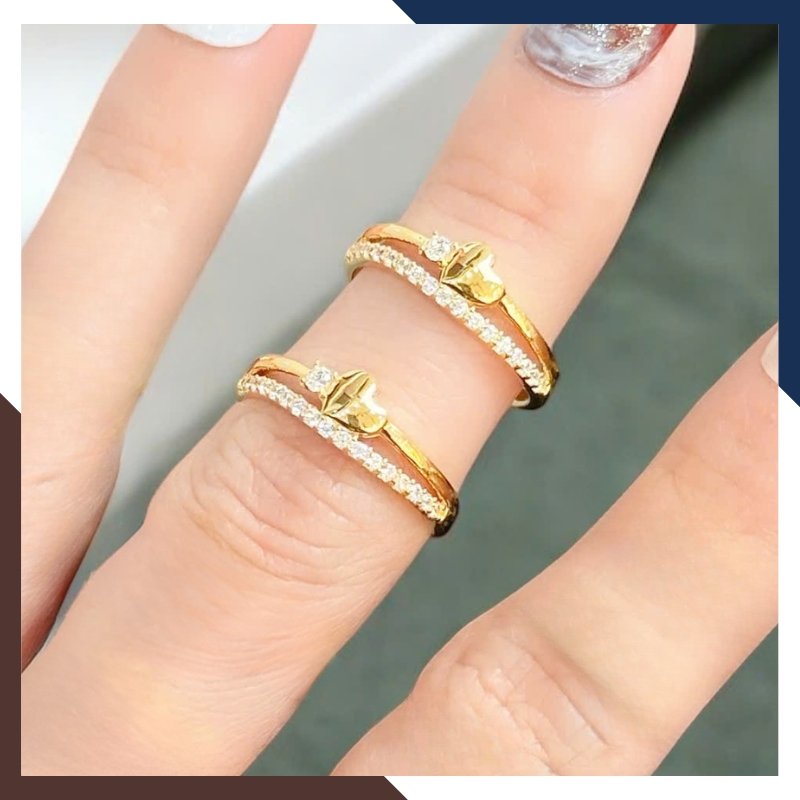 Nhẫn vàng tây nữ 10k Bản Mỏng NVN361 – Thời trang Layering