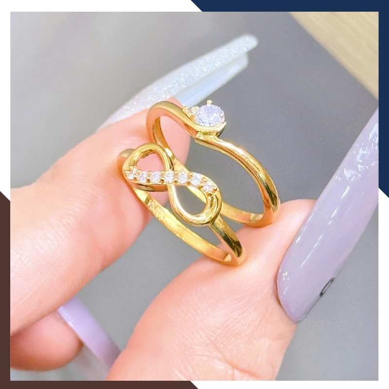 Nhẫn Vàng Tây Nữ 10K Đơn Giản Đính Hột Đá NVN338