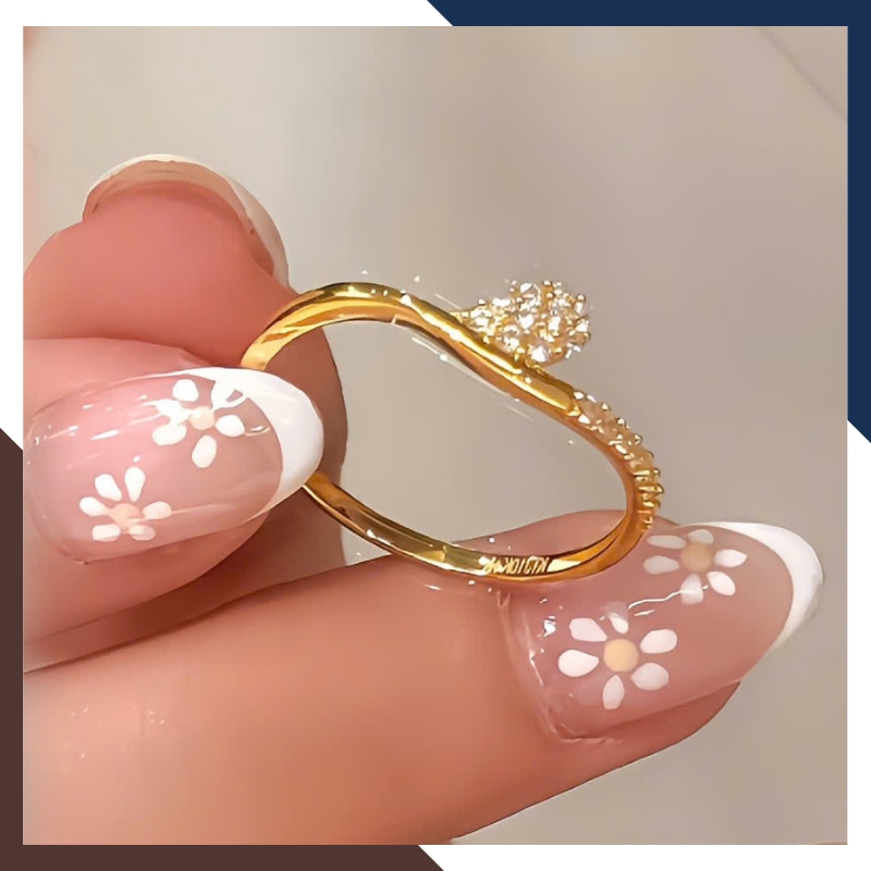 Nhẫn vàng tây nữ 10K NVN372 – Giọt Nước Layering