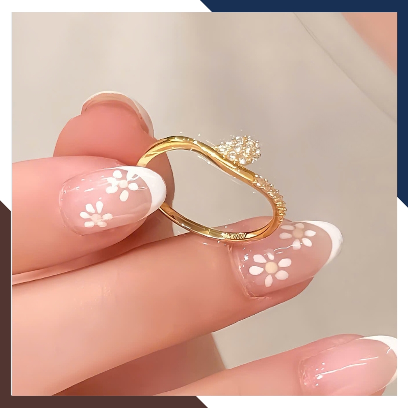 Nhẫn vàng tây nữ 10K NVN372 – Giọt Nước Layering