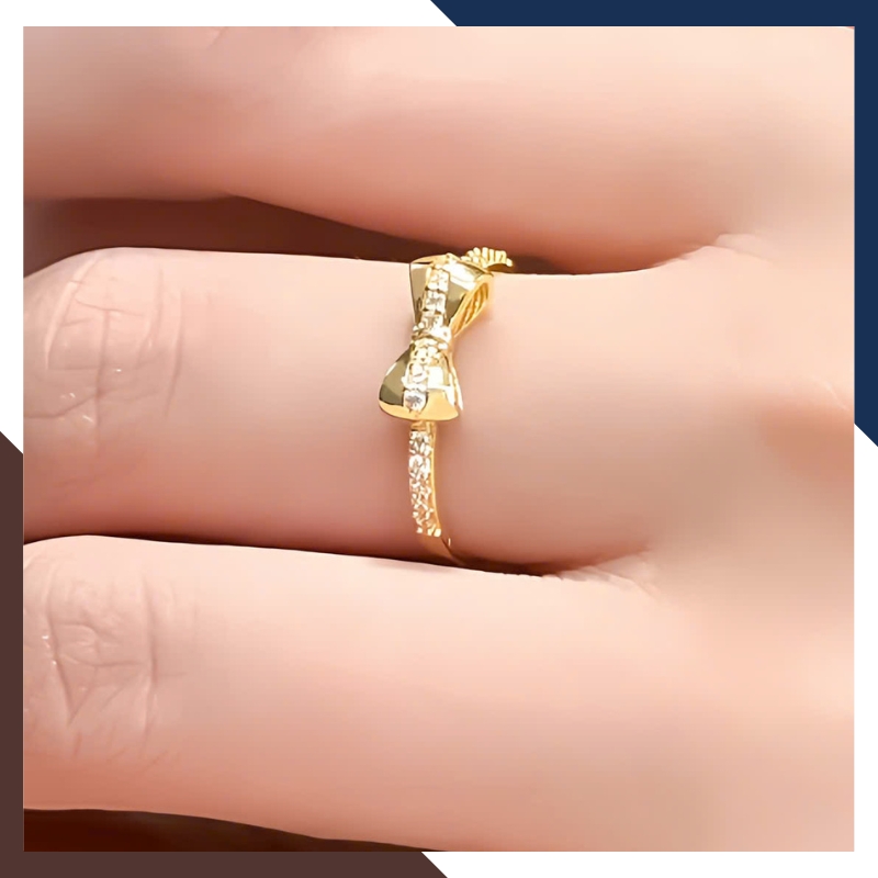 Nhẫn Vàng Tây Nữ 10K Bản Mỏng Hình Nơ Đeo Ngón Trỏ NVN306
