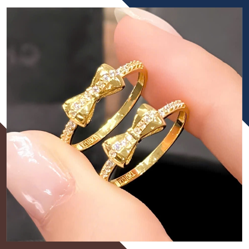 Nhẫn Vàng Tây Nữ 10K Bản Mỏng Hình Nơ Đeo Ngón Trỏ NVN306