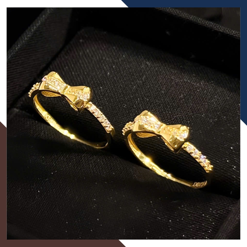 Nhẫn Vàng Tây Nữ 10K Bản Mỏng Hình Nơ Đeo Ngón Trỏ NVN306