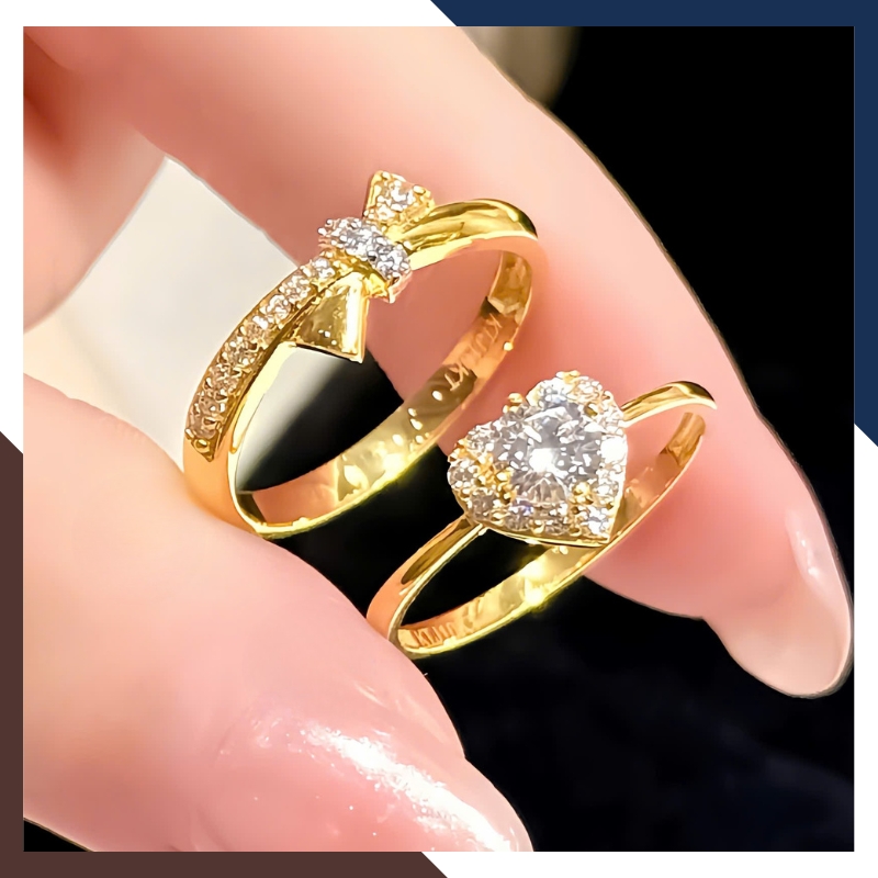 Nhẫn vàng tây nữ 10k hình nơ đính đá NVN295 – Ngọc trai Anchi