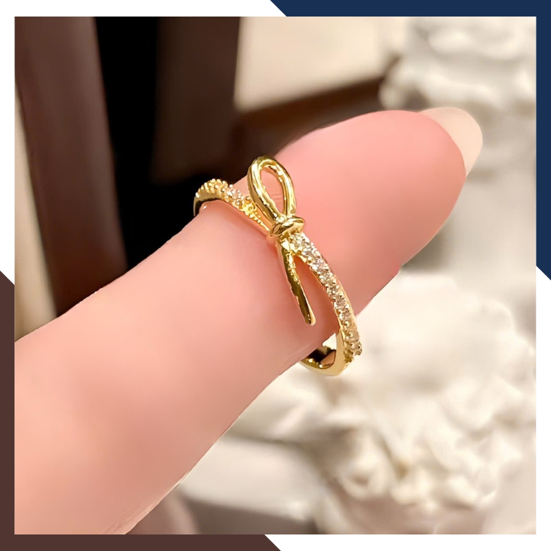 Nhẫn Vàng Tây Nữ 10K Hình Nơ Thanh Mảnh NVN377