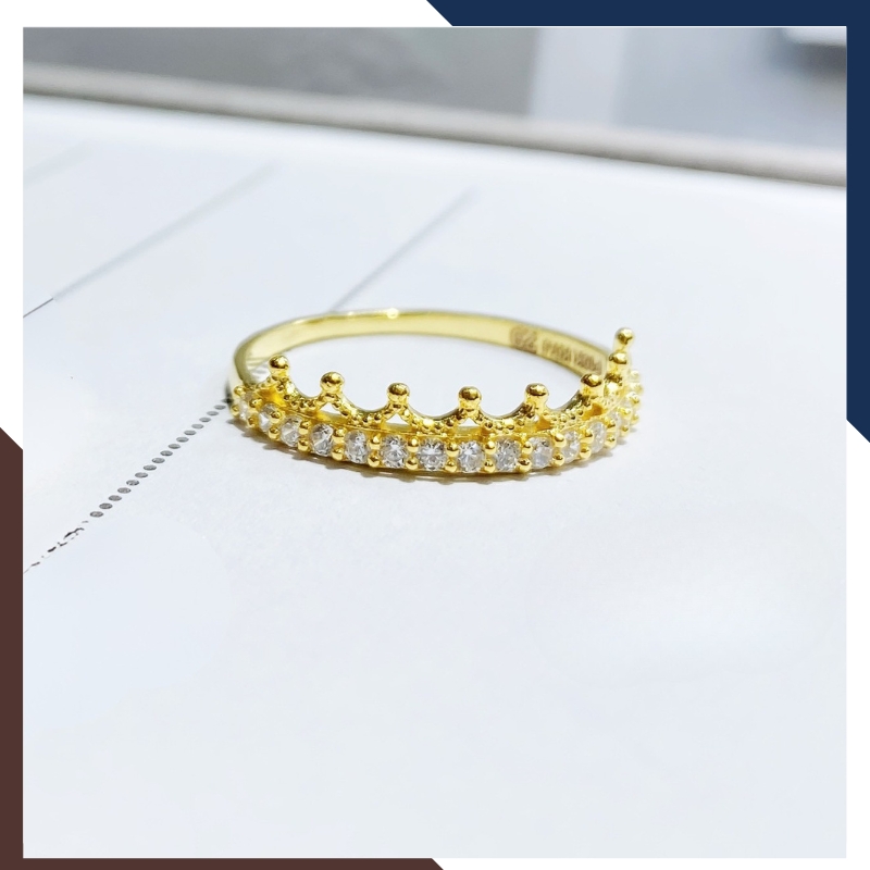 Nhẫn Vàng Tây Nữ 10K Hình Vương Miện Thanh Mảnh NVN328