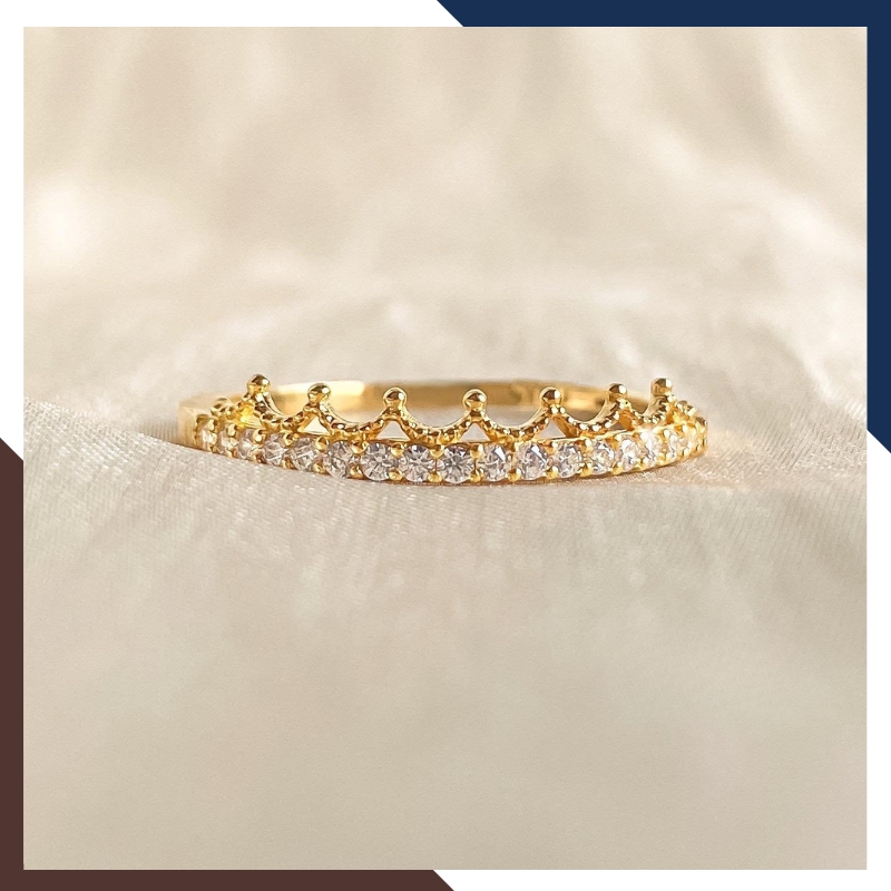 Nhẫn Vàng Tây Nữ 10K Hình Vương Miện Thanh Mảnh NVN328