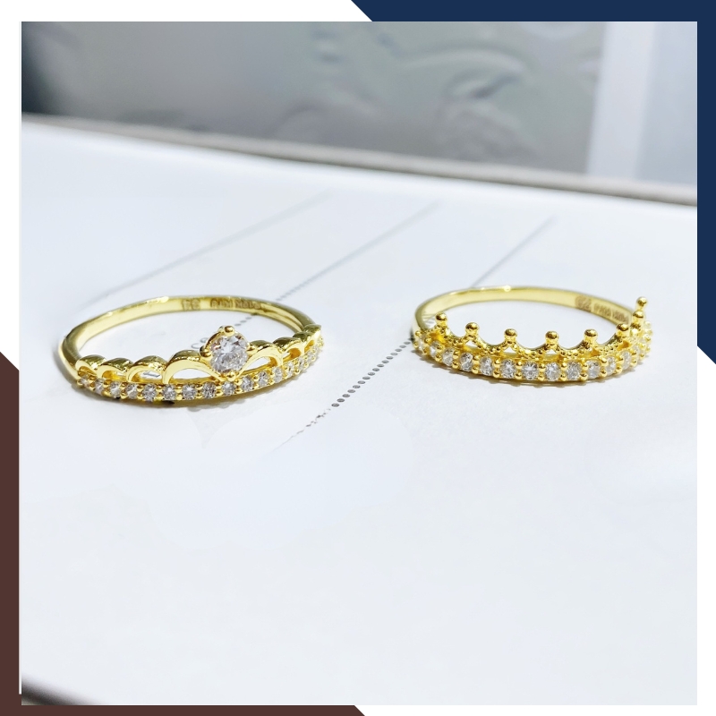Nhẫn Vàng Tây Nữ 10K Hình Vương Miện Thanh Mảnh NVN328
