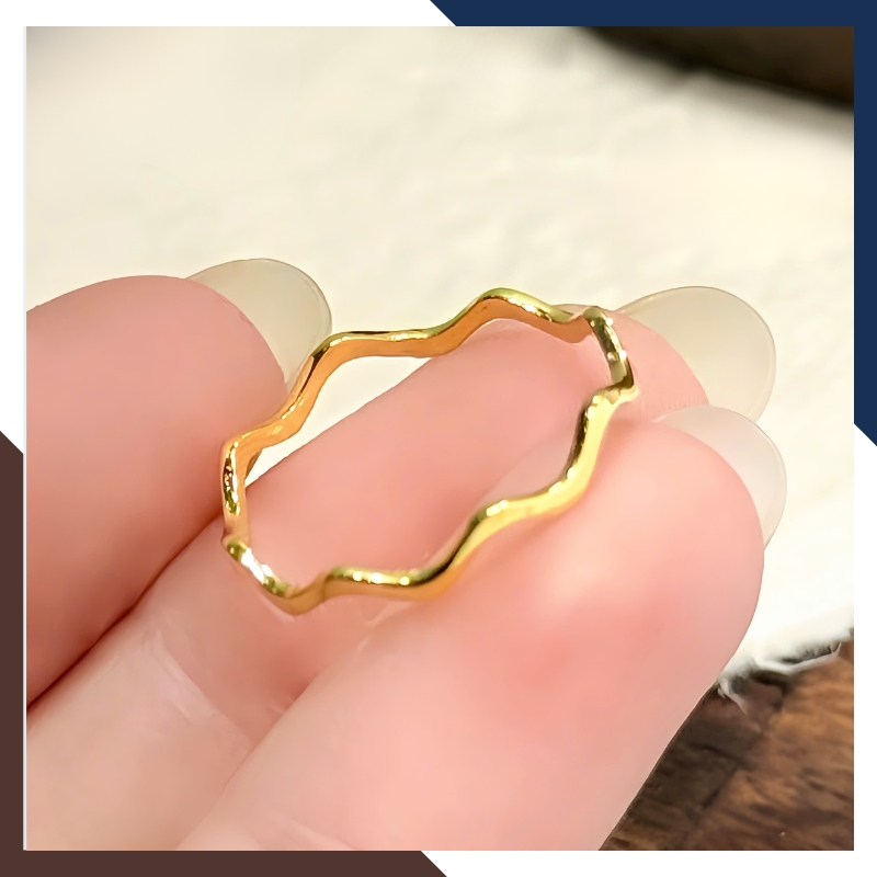 Nhẫn Vàng Tây Nữ 10K Kiểu Gợn Sóng Thanh Mảnh NVN339 – Đơn Giản, Phù Hợp Layering