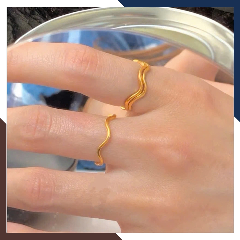 Nhẫn Vàng Tây Nữ 10K Kiểu Gợn Sóng Thanh Mảnh NVN339 – Đơn Giản, Phù Hợp Layering