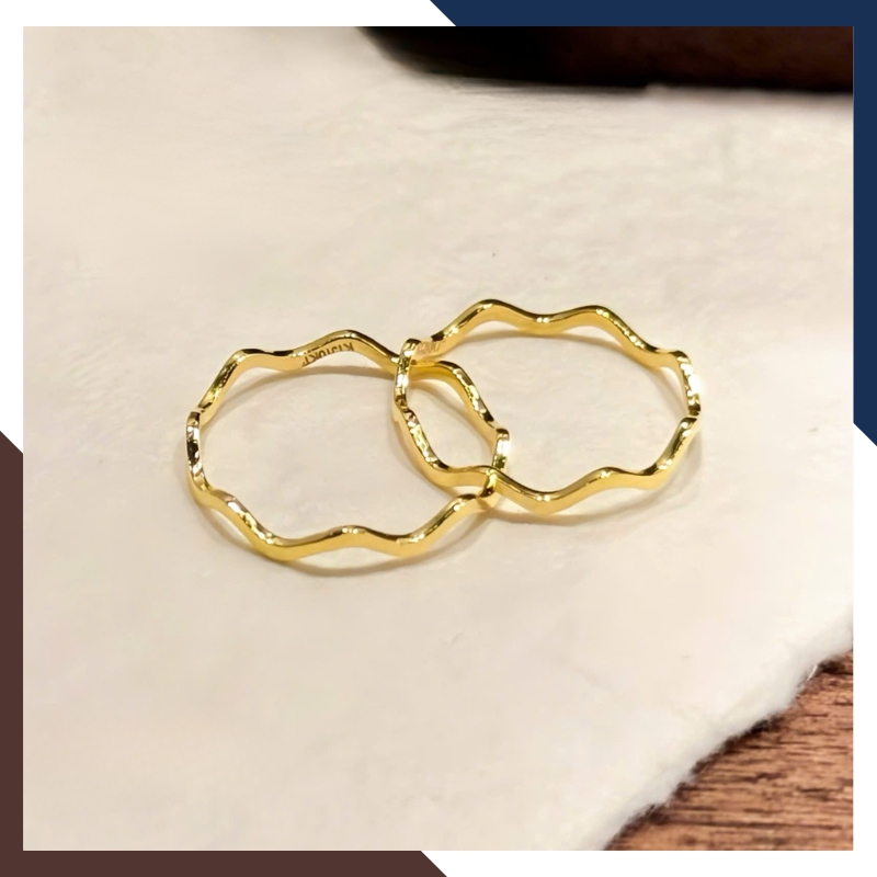Nhẫn Vàng Tây Nữ 10K Kiểu Gợn Sóng Thanh Mảnh NVN339 – Đơn Giản, Phù Hợp Layering