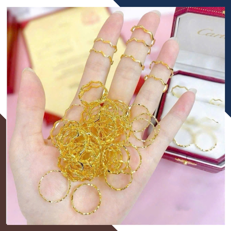 Nhẫn Vàng Tây Nữ 10K Kiểu Gợn Sóng Thanh Mảnh NVN339 – Đơn Giản, Phù Hợp Layering