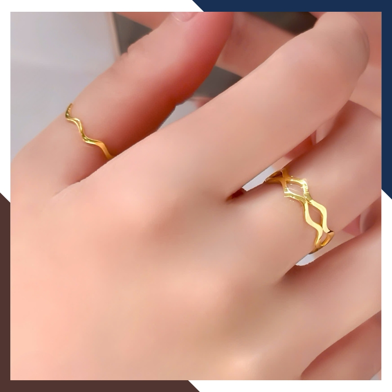 Nhẫn Vàng Tây Nữ 10K Kiểu Gợn Sóng Thanh Mảnh NVN339 – Đơn Giản, Phù Hợp Layering