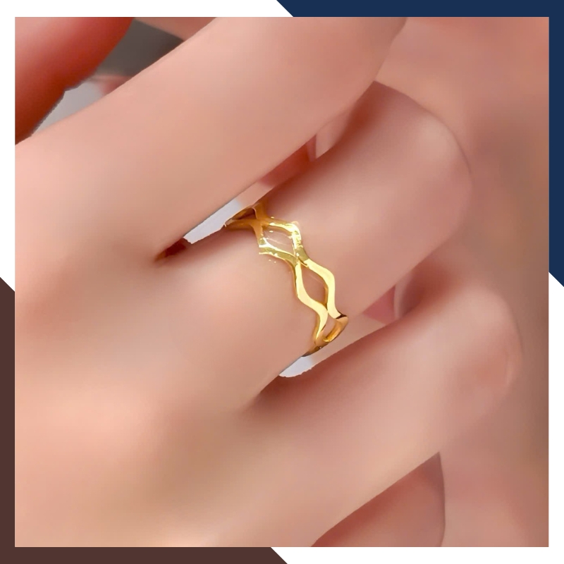 Nhẫn Vàng Tây Nữ 10K Kiểu Gợn Sóng Thanh Mảnh NVN339 – Đơn Giản, Phù Hợp Layering