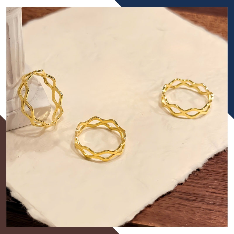 Nhẫn Vàng Tây Nữ 10K Kiểu Gợn Sóng Thanh Mảnh NVN339 – Đơn Giản, Phù Hợp Layering