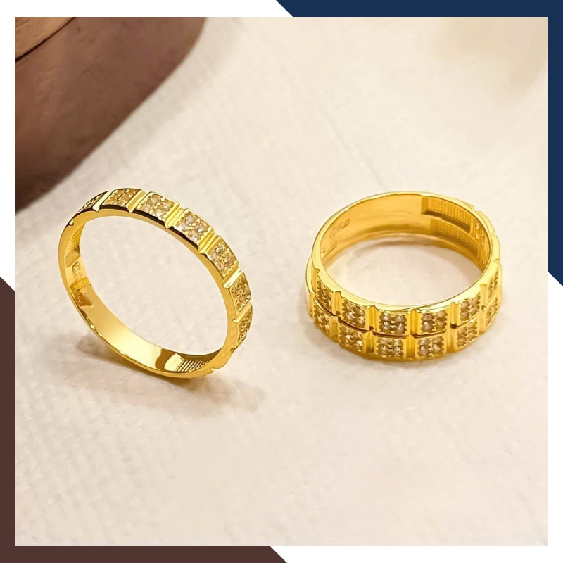 Nhẫn Vàng Tây Nữ 10k NVN282 – Thiết Kế Ô Vuông Đính Đá