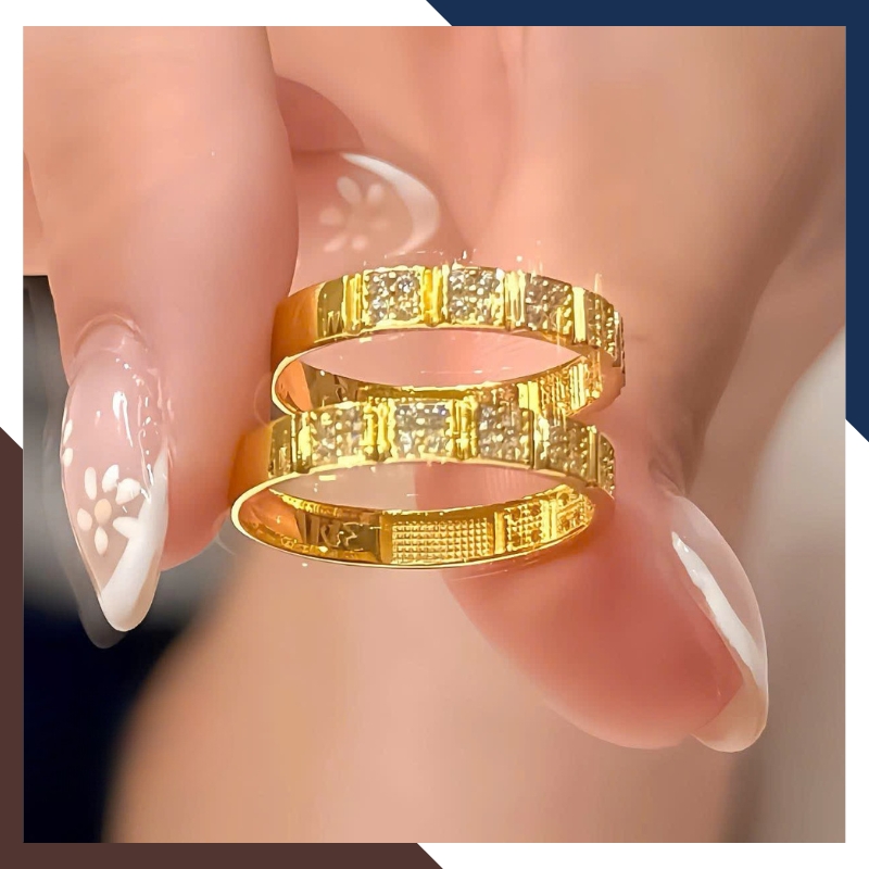 Nhẫn Vàng Tây Nữ 10k NVN282 – Thiết Kế Ô Vuông Đính Đá