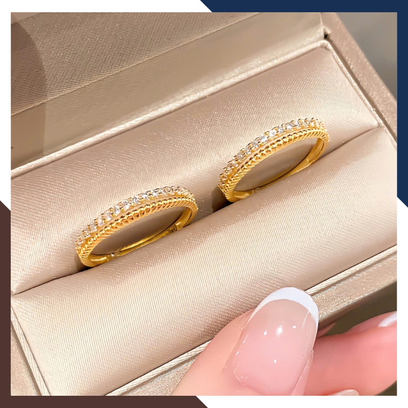 Nhẫn Vàng Tây Nữ 10k NVN283 – Bản Mảnh Đính 1 Hàng Đá