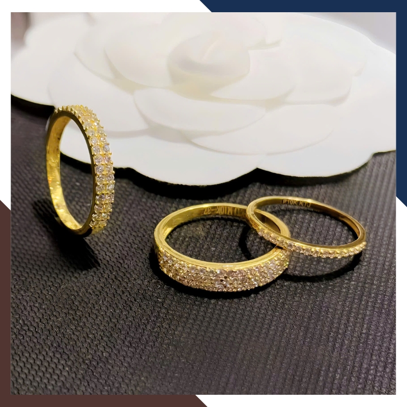 Nhẫn vàng tây nữ NVN285 – 1, 2 hoặc 3 hàng đá lấp lánh