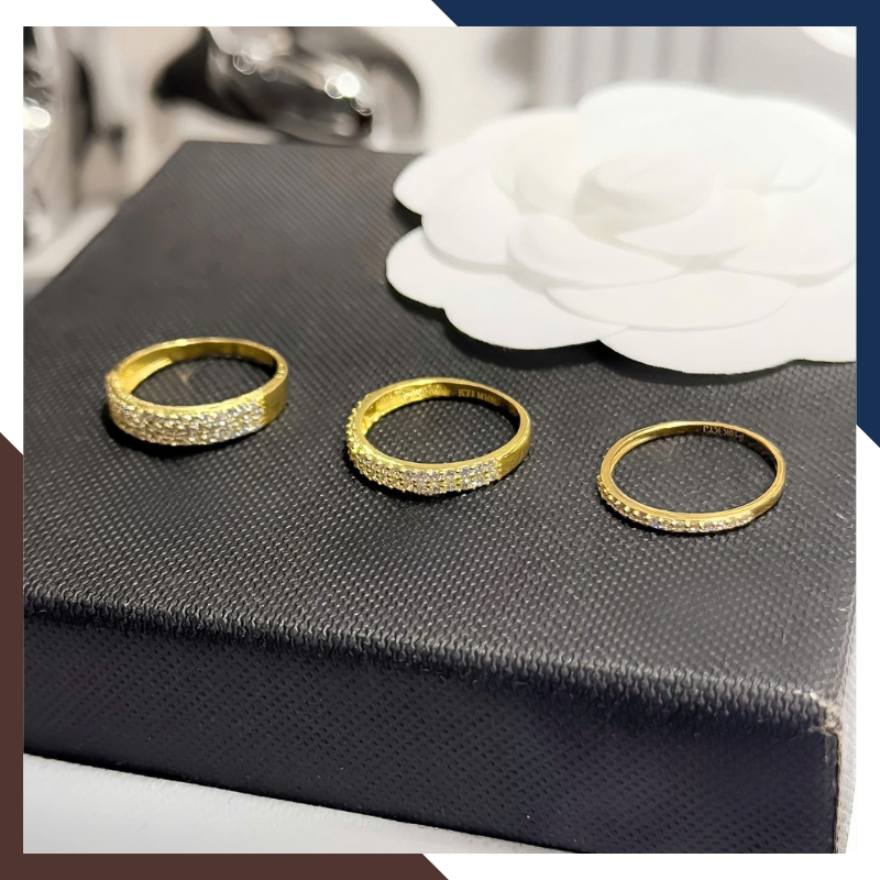 Nhẫn vàng tây nữ NVN285 – 1, 2 hoặc 3 hàng đá lấp lánh