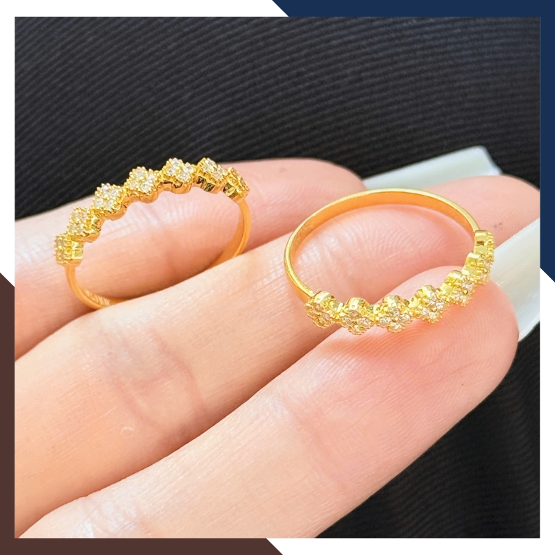 Nhẫn vàng tây nữ 10k NVN288 – Bản mảnh cỏ 4 lá may mắn