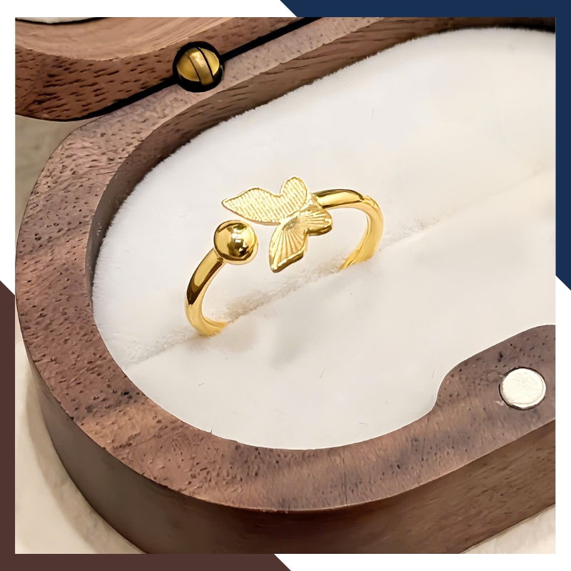 Nhẫn vàng tây nữ 10k NVN292 – Thiết Kế Dáng Hở Hình Bướm