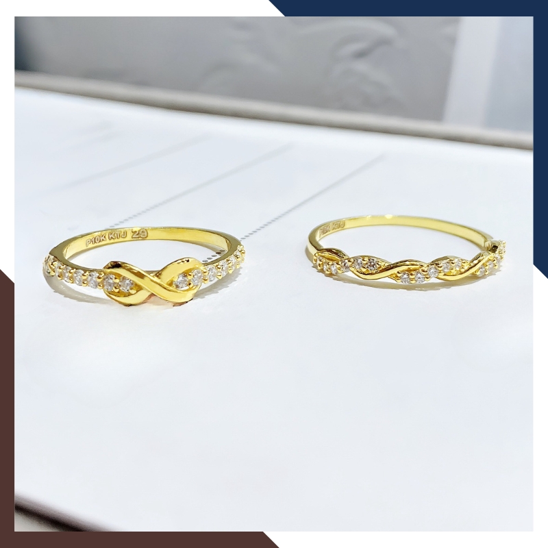 Nhẫn Vàng Tây Nữ 10K NVN320 – Dễ Phối Layering Nhiều Ngón