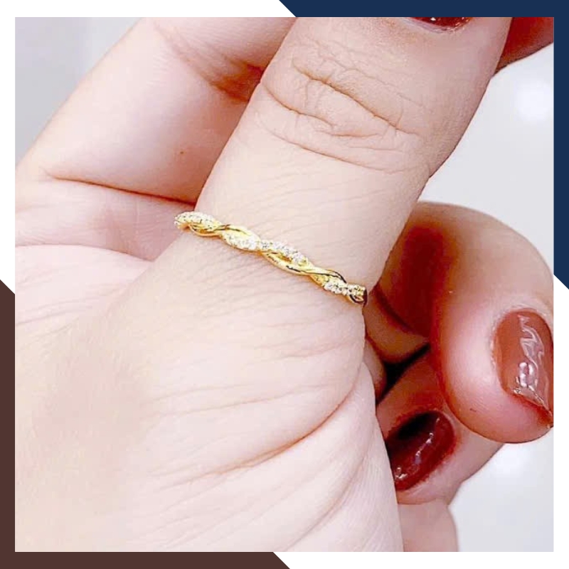 Nhẫn Vàng Tây Nữ 10K NVN320 – Dễ Phối Layering Nhiều Ngón