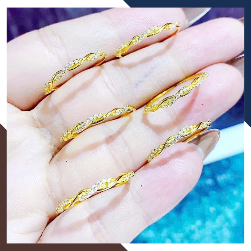 Nhẫn Vàng Tây Nữ 10K NVN320 – Dễ Phối Layering Nhiều Ngón