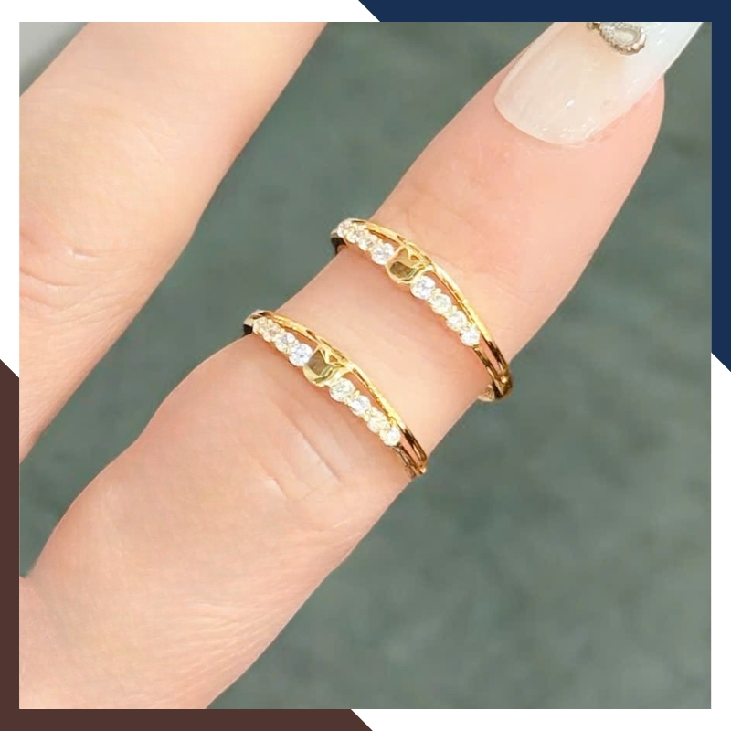 Nhẫn Vàng Tây Nữ 10K Thanh Mảnh NVN346 – Layering Đa Phong Cách