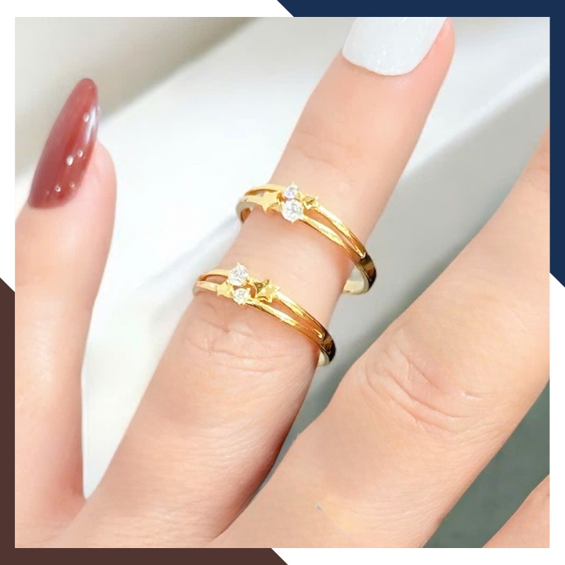 Nhẫn Vàng Tây Nữ 10K NVN357 – Nhẫn Mỏng Layering Đẹp