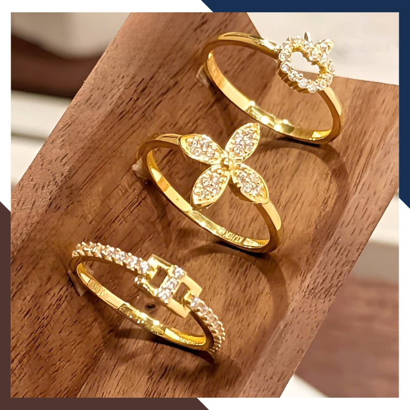 Nhẫn vàng tây nữ 10K NVN373 – BST 3 mẫu nhẫn mỏng dễ phối