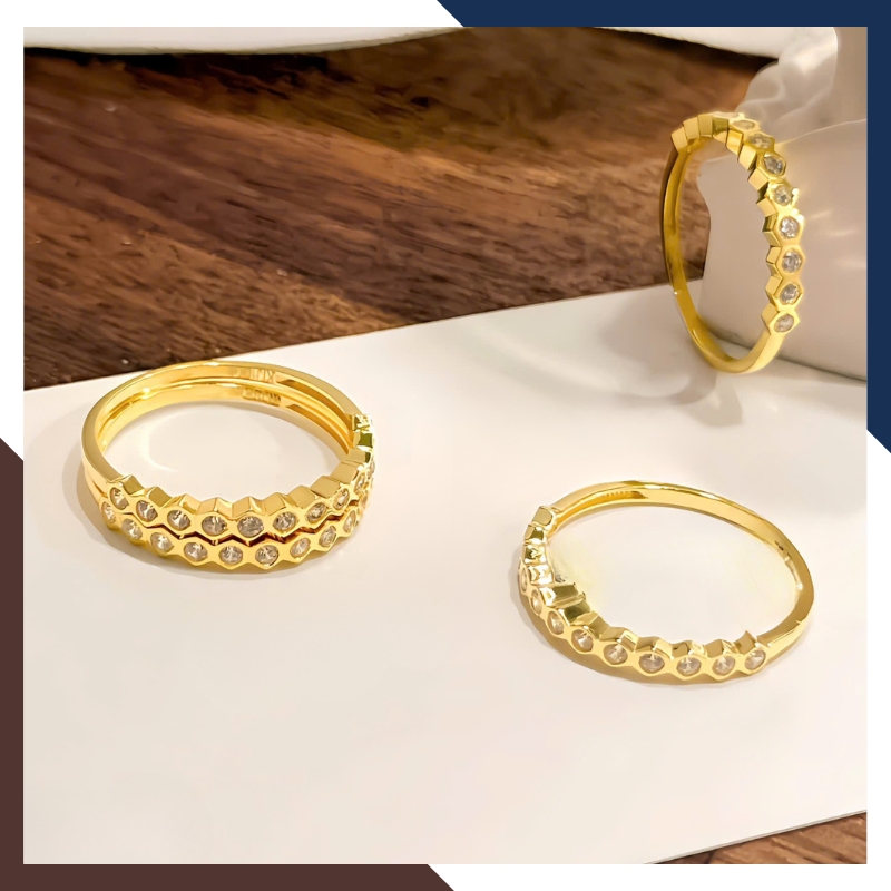 Nhẫn vàng tây nữ 10K NVN380 – bản mỏng, nhiều mẫu đẹp