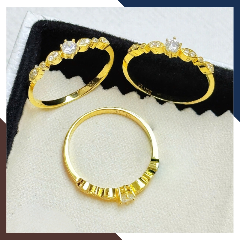 Nhẫn vàng tây nữ 10K NVN391 – BST nhẫn mỏng layering đẹp