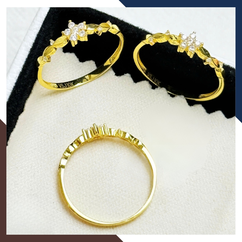 Nhẫn vàng tây nữ 10K NVN391 – BST nhẫn mỏng layering đẹp