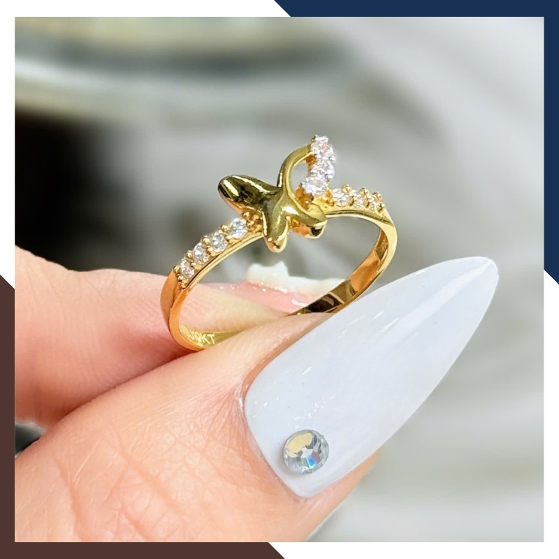 Nhẫn vàng tây nữ 10K NVN391 – BST nhẫn mỏng layering đẹp