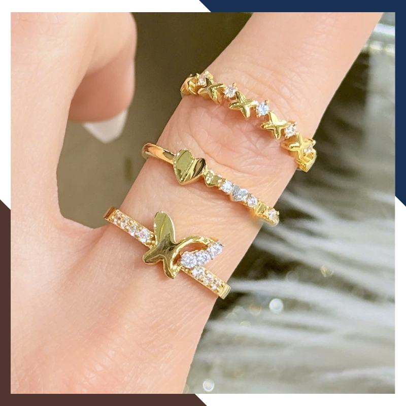 Nhẫn vàng tây nữ 10K NVN391 – BST nhẫn mỏng layering đẹp