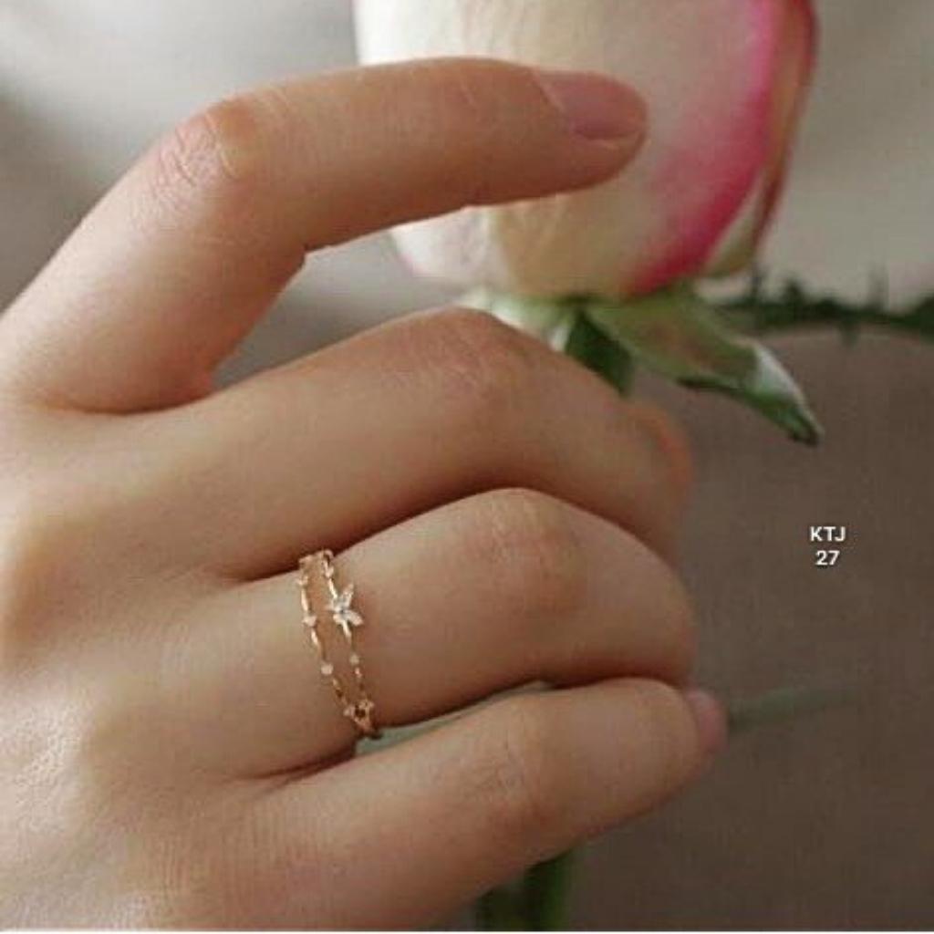 Nhẫn vàng tây nữ 10k hình bướm bản mảnh hợp đeo ngón trỏ