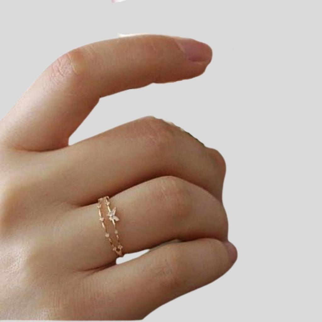 Nhẫn vàng tây nữ 10k hình bướm bản mảnh hợp đeo ngón trỏ