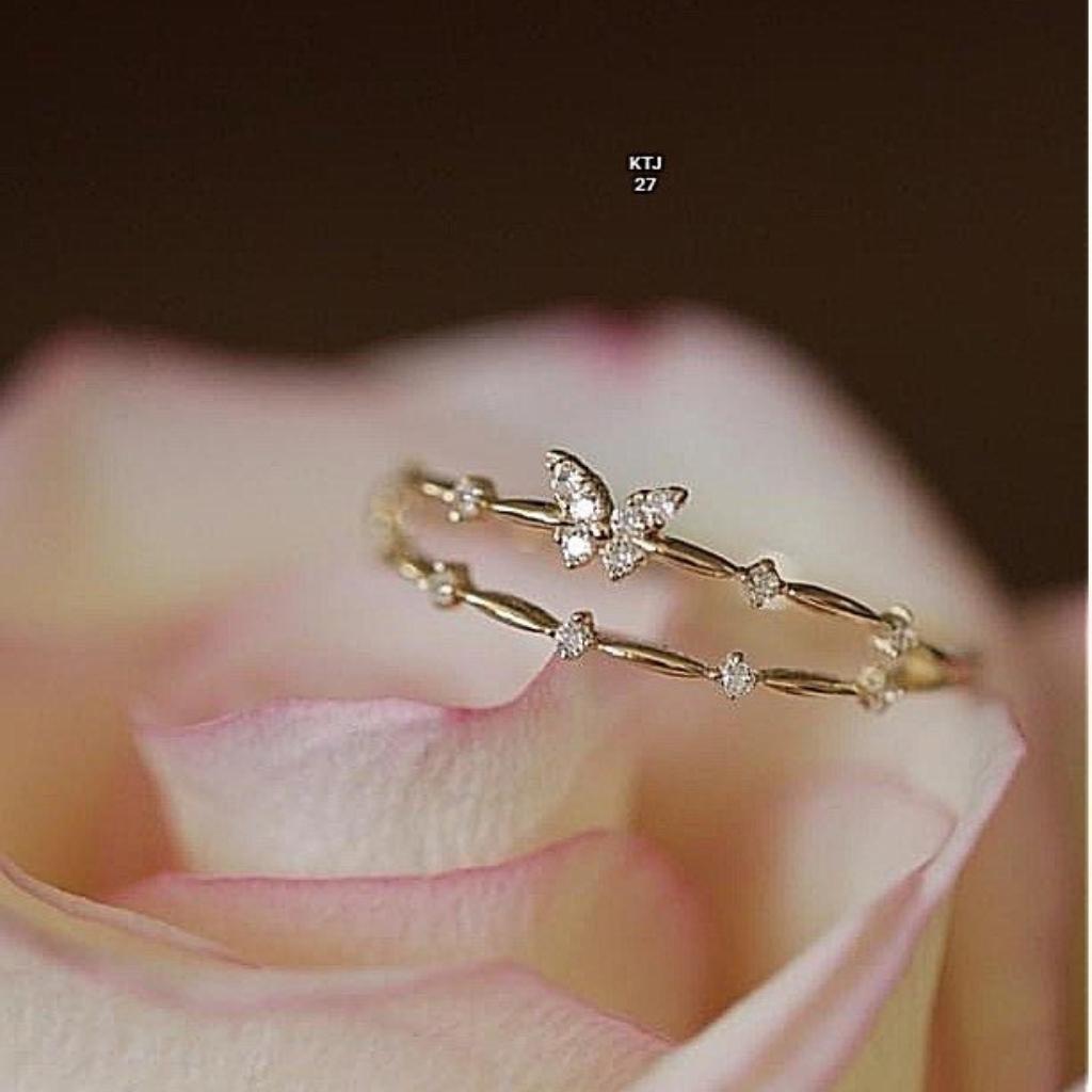 Nhẫn vàng tây nữ 10k hình bướm bản mảnh hợp đeo ngón trỏ