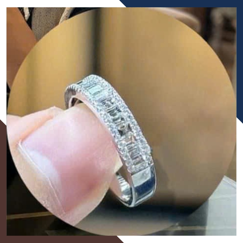 Nhẫn Vàng Trắng Nam Nữ 10k Đính Đá Gate NVN241 Sang Trọng