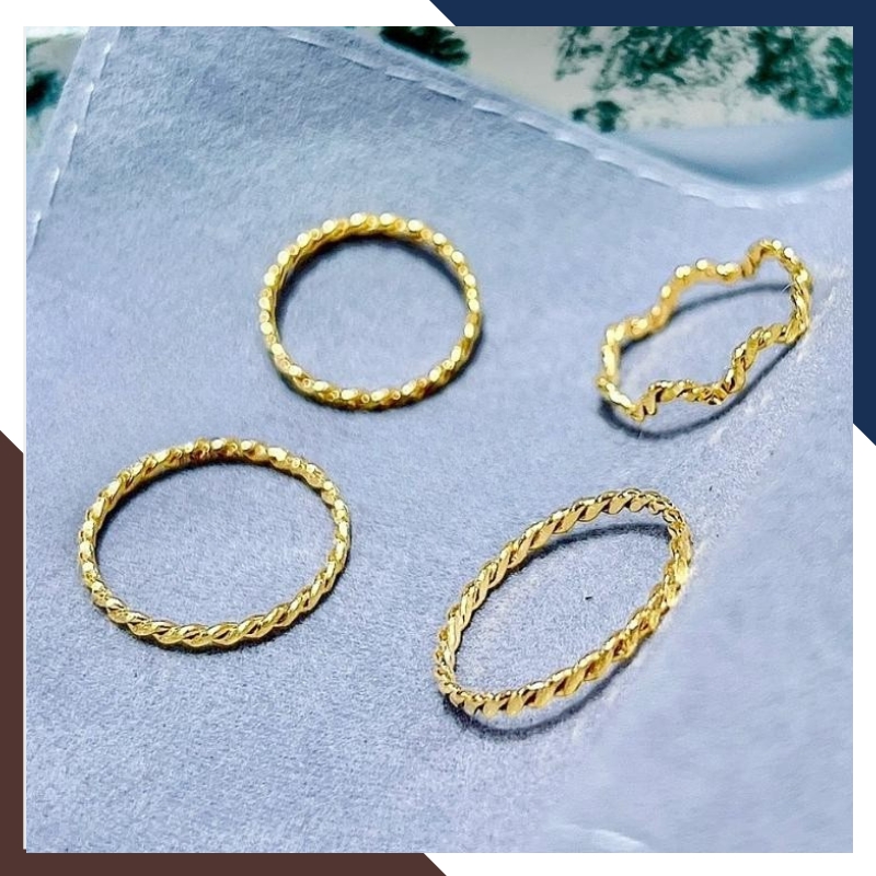 Set 3 Nhẫn Vàng Tây Nữ 10K NVN323 – Thiết Kế Xoắn Thanh Mảnh