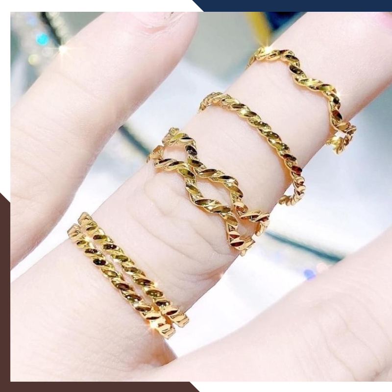 Set 3 Nhẫn Vàng Tây Nữ 10K NVN323 – Thiết Kế Xoắn Thanh Mảnh
