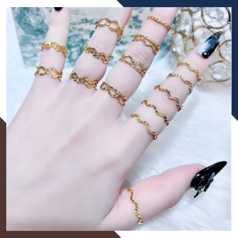 Set 3 Nhẫn Vàng Tây Nữ 10K NVN323 – Thiết Kế Xoắn Thanh Mảnh