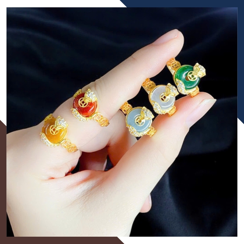 Set Hồ Thiên Cửu Vận Gồm Dây Chuyền & Nhẫn Hồ Ly Vàng 10k Ôm Đồng ĐIếu DCPT01