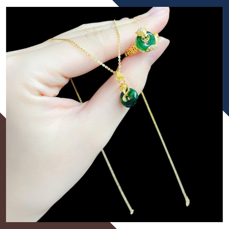 Set Hồ Thiên Cửu Vận Gồm Dây Chuyền & Nhẫn Hồ Ly Vàng 10k Ôm Đồng ĐIếu DCPT01