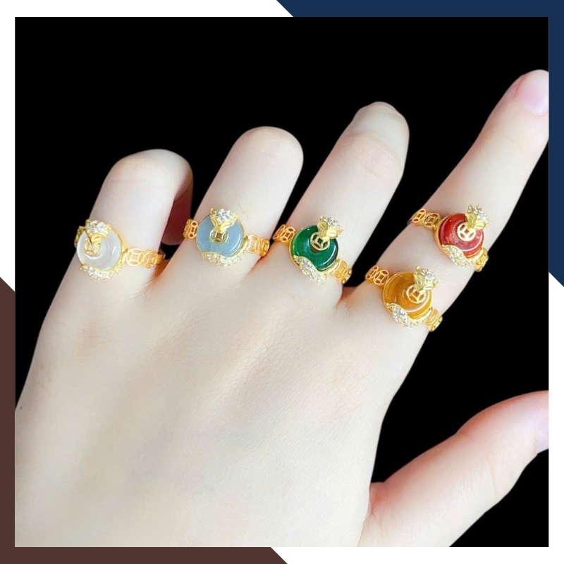 Set Hồ Thiên Cửu Vận Gồm Dây Chuyền & Nhẫn Hồ Ly Vàng 10k Ôm Đồng ĐIếu DCPT01