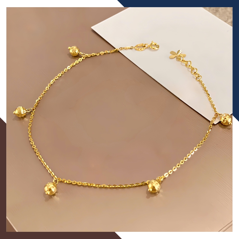 Set Lắc Tay & Lắc Chân Vàng Nữ 10K Mix Chuông Thanh Lịch BTSV28