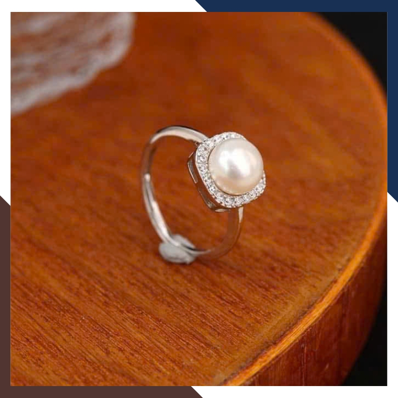 Set ngọc trai bạc mặt vuông đính đá BTSNT166 sang trọng