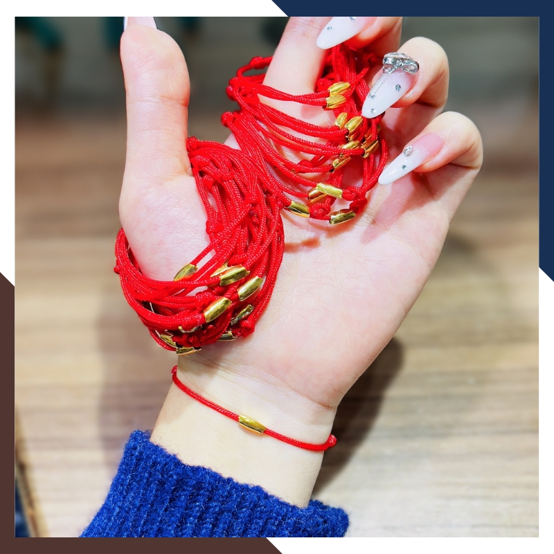 Vòng Charm Hạt Gạo Vàng Tây 10k Cho Nữ VCHV83 | Khắc Chữ Theo Yêu Cầu